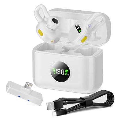 Tisino Wireless Mini Clip-on Microphone for iPhone, Vlog/Interview, White | Mini Clip-on Lapel Mic with Charging Case for YouTube TikTok Vlog Podcast Interview Plug and Play Noise Reduction Microphone - color: White