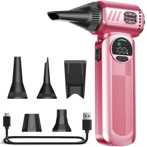 Compressed Air Duster, 150000RPM Electric Air Duster with 6 Nozzles, Adjustable Speed, LED Light & 8000mAh Battery, Rechargeable Cordless Turbo Air Blower for Keyboard, PC, Car &Home Cleaning