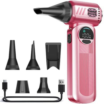 Compressed Air Duster, 150000RPM Electric Air Duster with 6 Nozzles, Adjustable Speed, LED Light & 8000mAh Battery, Rechargeable Cordless Turbo Air Blower for Keyboard, PC, Car &Home Cleaning