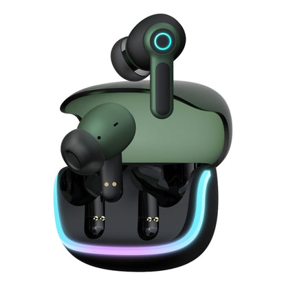 G07 Wireless Earbuds with RGB LED Light Gaming Earbuds with 40ms Low Latency Dual Game and Music Mode Earphones Wireless Headphones with 40 Hours Playtime IPX5 Waterproof (Black Moss) - color: color_name