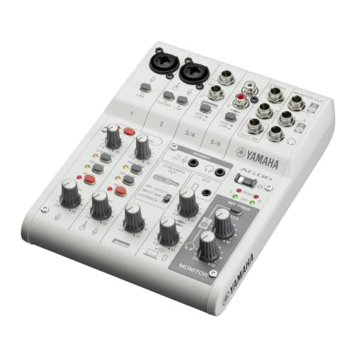 Yamaha AG06MK2 White 6-Channel USB-C Audio Interface & Live Streaming Mixer | with LOOPBACK, DSP Effects, Cubase AI And WaveLab Cast - color: White, style: AG06 MK2