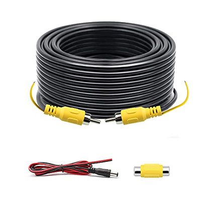 Long Double Shielded RCA Video and Audio Extension Cable for RV Pickup Trailer Truck CCTV Surveillance Front Backup Rear View Reverse Cameras (49.2FT / 15M), GreenYi-102 - color: 49.2FT / 15M