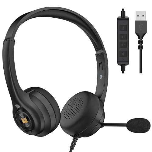 Monster Voicelink 100 Wired Headset for PC/Laptop, Wired Headphones with Noise Cancelling Microphone,USB Connection Plug and Play,Call Control, Computer Headset Use for Office and Work from Home