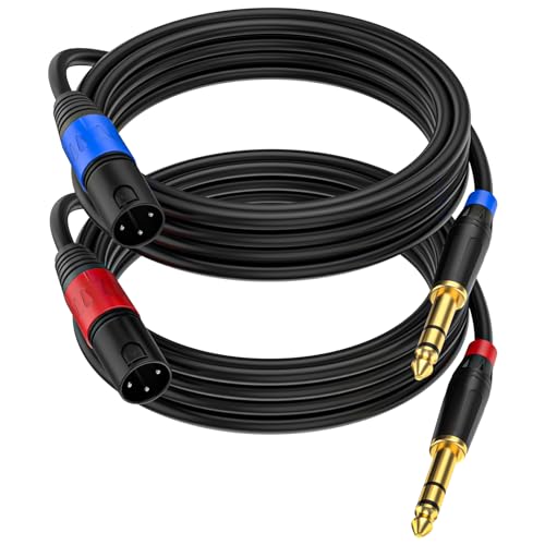 (2Pack /10 FT) Male XLR to 1/4 Inch (6.35mm) TRS Mono Jack Microphone Cable, Balanced 3 Pin XLR to Quarter inch TRS Plug Mic Cord for Dynamic Microphone - size: 10 FT, 2Pack, style: XLR Male to 6.35mm