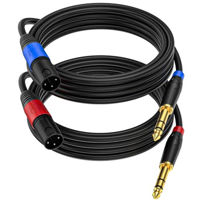 (2Pack /10 FT) Male XLR to 1/4 Inch (6.35mm) TRS Mono Jack Microphone Cable, Balanced 3 Pin XLR to Quarter inch TRS Plug Mic Cord for Dynamic Microphone - size: 10 FT, 2Pack, style: XLR Male to 6.35mm