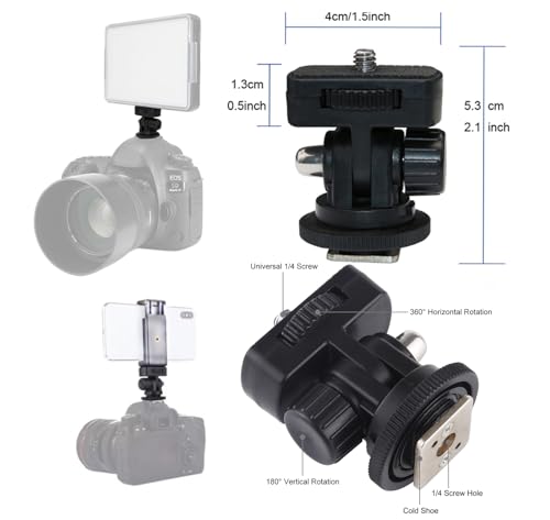 30Pack Camera Tripod Screw Mount Kit 1/4 to 3/8 Inch Adapter Threaded Converter 1/4" Swivel Ball Head and Hot Shoe E Clip for DSLR/Monopod/Flash Light/Quick Release Plate