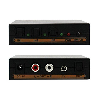Wiistar Toslink Switch 3x1 Digital Optical Audio Switch 3x1 with Analog RCA