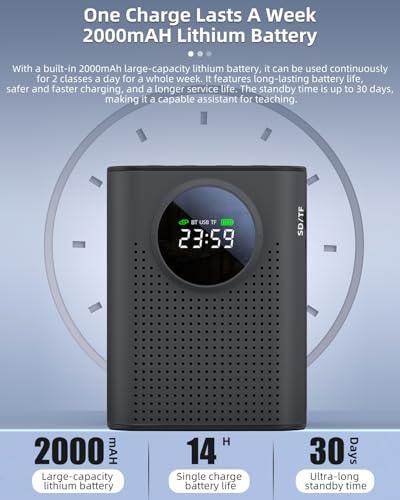 S67 Voice Amplifier Wireless Microphone for Teachers Classroom Rechargeable, Mini Lavalier Lapel Mic, Portable Speaker PA System with LED Display for Class, Tour Guide, Coaches, Black - color: Black 1 Mic
