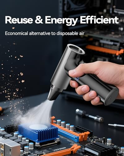 Compressed Air Duster, 200000RPM Super Power Electric Air Duster, 11-Gear Stepless Speed Mini Blower with Aluminum Alloy, Cordless Dust Blower for Computer, Keyboard, House, Outdoor, and Car