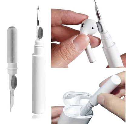 1 Pack Earbuds Cleaning Kit Multi Function Earphone Cleaning Pen with Brush & Sponge Tool for Wireless Earphones, Charging Cases, Bluetooth Headphones, Phones, Tablets & Electronics (White) - color: White