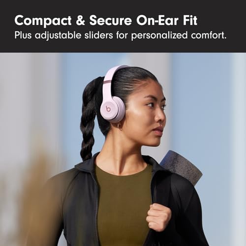 Beats Solo 4 - Wireless On-Ear Bluetooth Headphones, Up to 50-Hour Battery Life, Ultra-Lightweight Comfort, Powerful and Balanced Sound, Apple & Android Compatible - Cloud Pink - color: Cloud Pink, style: Standalone