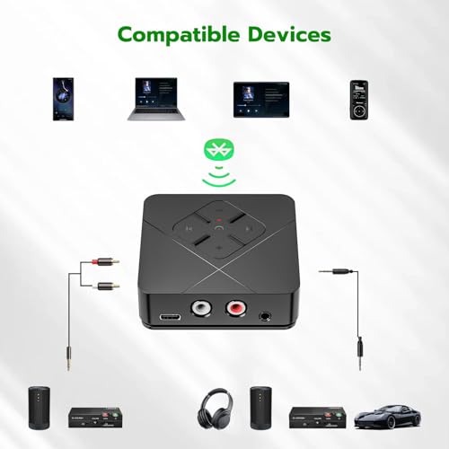 2026 Bluetooth 6.0 Receiver for Home Stereo with 3.5mm/RCA, Bluetooth Adapter for Stereo Receiver, Amplifier, Speaker, HiFi - color: Black