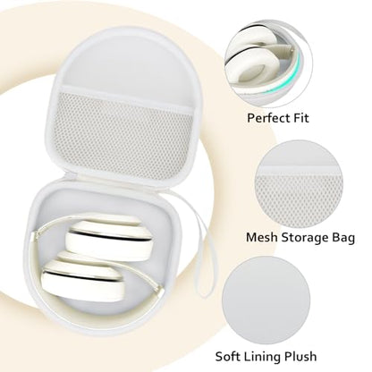 Headphone Case Compatible with JBL/Beats/BERIBES/Jlab/Picun/TOZO/KVIDIO/Soundcore Anker/Skullcandy Noise Cancelling Over-Ear Headphones, Pearl Cream - color: Pearl Cream