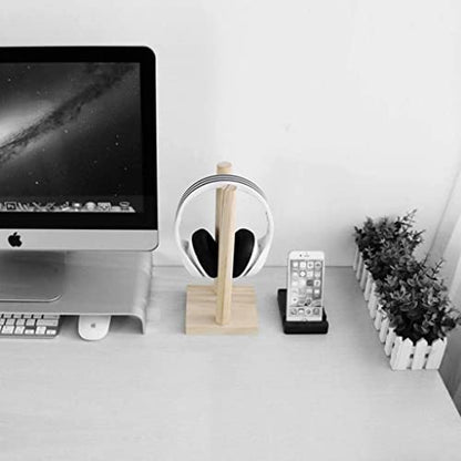 Headphone Stand Headset Stand Headphone Stand Wooden Headphone Display Holder Stand Frame for On-Ear Over-Ear Headphones Earphone Rack Headphone Stand for Desk (Color : Round) - color: Round