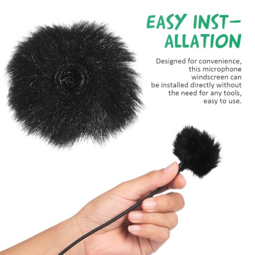 DECHOUS 2 Pcs Microphone Furry Windscreen Muff Black Fabric Mic Covers for Microphone Protection and Easy Installation, for Outdoor Interviews and Recordings