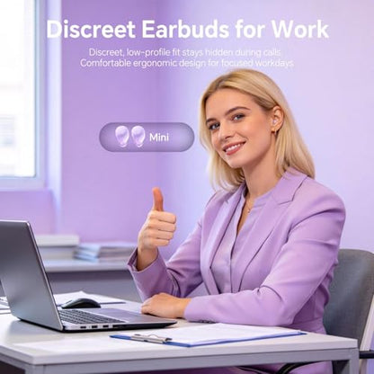 Xmenha Flat Sleep Mini Invisible Earbuds Wireless Bluetooth, Side Sleepers Flat Sleeping Small Tiny Micro Ear Buds Small Ears Low Profile Smallest Discreet Hidden Earbuds Headphones for Work 2-Pack - color: Beige