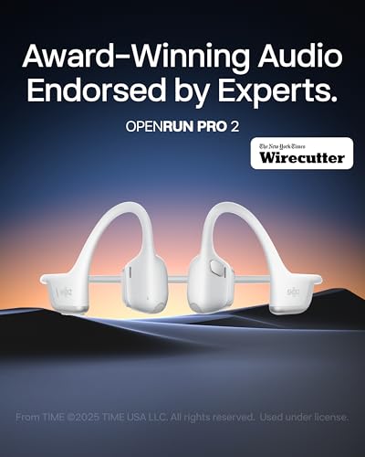 SHOKZ OpenRun Pro 2 Bone Conduction Bluetooth Sport Headphones, Silver | Bundle with Reflective Strip；Open-ear awareness; DualPitch premium sound；Smart Mic; IP55; 12H battery; Running/cycling/hiking - color: Silver, size: Standard