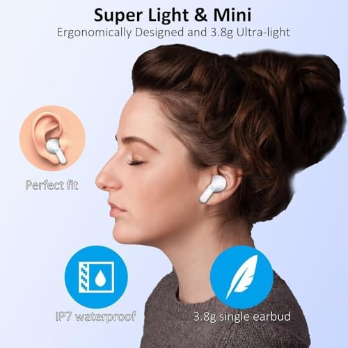 Ordtop Wireless Earbuds, 2026 Bluetooth 5.4 Headphones NEW Ear Buds, White - color: White