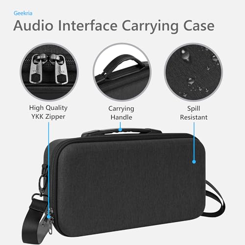 GEEKRIA Audio Interface Carrying Case, Hard Shell Travel Bag Compatible with MOTU M2 / M4, M-Audio M-Track Duo/M-Track Duo HD, Behringer Pro VS Mini/JT Mini, Stylophone GENX-2 (Dark Gray)