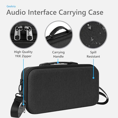 GEEKRIA Audio Interface Carrying Case, Hard Shell Travel Bag Compatible with MOTU M2 / M4, M-Audio M-Track Duo/M-Track Duo HD, Behringer Pro VS Mini/JT Mini, Stylophone GENX-2 (Dark Gray)