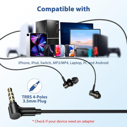 APETOO 3.5mm Wired Earbuds in-Ear Magnetic Headphones for School Chromebook | HiFi Stereo Noise Isolation Corded Aux Ear Buds with Mic Volume Control for iPhone 6/Galaxy A15 A14 Laptop PC Gaming Consoles