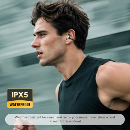 Clip-On Earbuds,Three Audio Modes,Bluetooth 6.0 Wireless Earbuds | IPX5 Waterproof,40H Playtime,Fast Charging,Lightweight Design,Comfort Fit for Small Ears,Sports and Glasses Wearers,Black