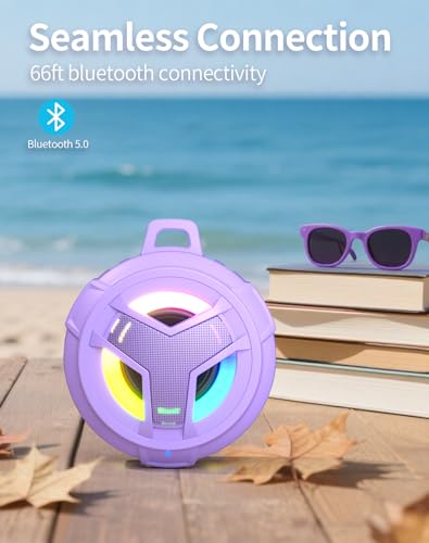 EBODA Waterproof Speaker Shower Bluetooth Portable Gift for Teenage Girls | IP67 Wireless Small Speakers, Loud Clear Sound, Floating, 24H Playtime for Home, Beach, Kids, Teen Boys Trendy Stuff-Purple - color: Purple