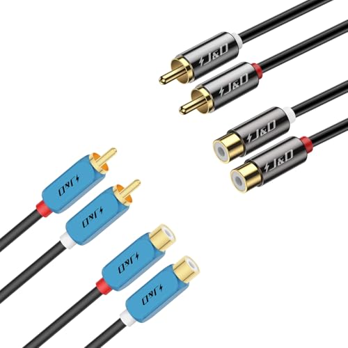 J&D 2 RCA Extension Cable 3 Feet Bundle