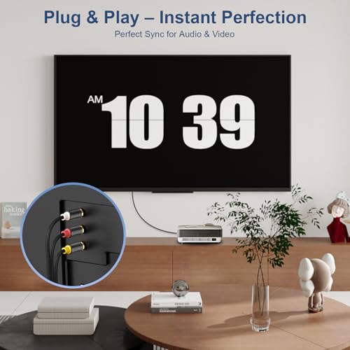 J&D 3.5mm to RCA AV Cable, Audio/Video Transmission, 1/8" TRRS to 3 RCA Male Plug AUX Cable Cord, Compatible with Sony TV, DVD Player, Camcorder, Handycam, 5 ft (Pack of 2) - size: 5 ft (Pack of 2)