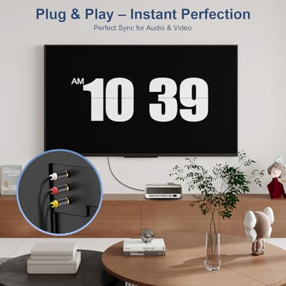 J&D 3.5mm to RCA AV Cable, Audio/Video Transmission, 1/8" TRRS to 3 RCA Male Plug AUX Cable Cord, Compatible with Sony TV, DVD Player, Camcorder, Handycam, 5 ft (Pack of 2) - size: 5 ft (Pack of 2)