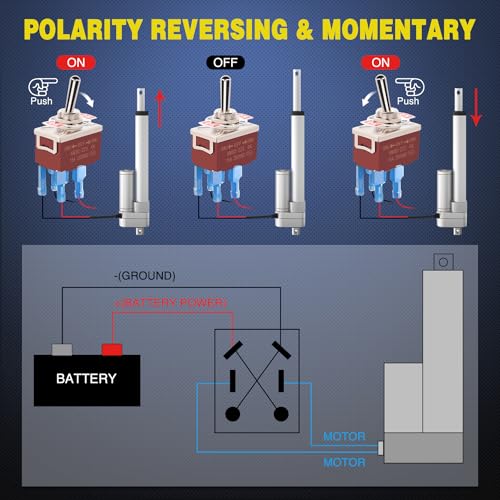 Nilight 2PCS Reverse Polarity Toggle Switch 12V 30A DPDT W/ 14AWG Wire - color: 2PCS Momentary (on)-off-(On)