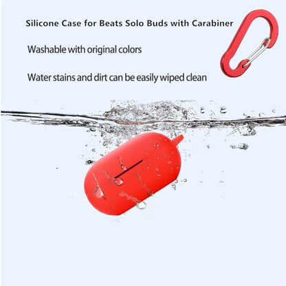 Case for Beats Solo Buds Case Cover with Flower Keychain, Cute Soft Silicone Shockproof Protective Skin Cases for Beats Solo Buds Wireless Earbuds with Carabiner for Women Girl (Pink) - color: Pink