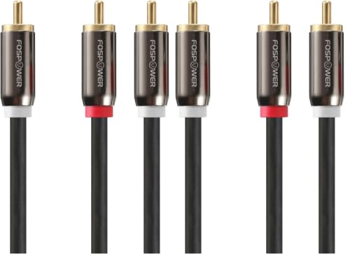 FosPower RCA Y-Adapter (3 Feet), 1 RCA Male to 2 RCA Male Short Y Splitter Digital Stereo Audio Cable for Subwoofer, Home Theater, Hi-Fi - Dual Shielded | 24K Gold Plated (Pack of 2) - size: 3 Feet (Pack of 2)