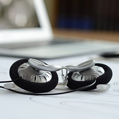 Koss KSC75 휴대용 스테레오폰 헤드폰, 싱글, 표준 포장 화이트/그레이 | 초경량, 오디오 애호가 - color: 화이트/그레이