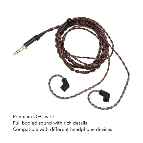 Gold Plated 3.5mm to 2 Pin 0.78mm Replacement Audio Cable, OFC Lossless Sound for QDC ZSN Pro ZSN Pro X Headphones, 3.9ft Detachable Aux Cord, Anti Tangling Ergonomic Ear Hook