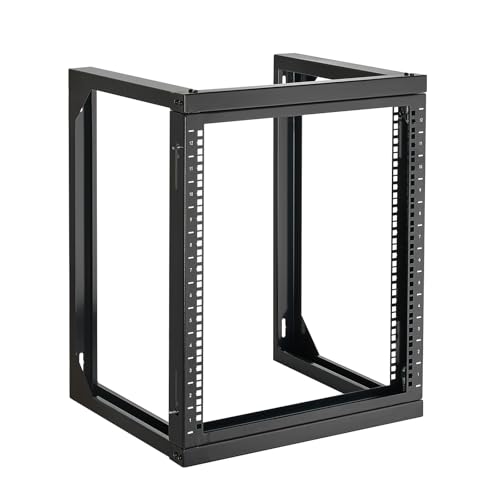 VEVOR 12U Open Frame Server Rack, Free Standing or Wall Mount Rack with 180 Degrees Gate Swing, Network Rack for 19" IT Equipment & A/V Devices - size: 12U Wall Rack