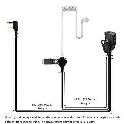 HYS Covert Surveillance Earpiece Kit with Push-to-Talk Mic — Clear Audio Acoustic Tube Headset for Kenwood, Baofeng, Retevis, WOUXUN, and Other K1 2-Pin Radios - color: Black-1pc, size: 1pc