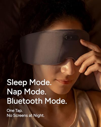 Sleenova SoundMask - Sleep Mask with Built-in Tuned Sleep Audio, Side Sleeper Optimized, Phone-Free Sleep & Nap, Bluetooth Modes, Soft Black - color: Black