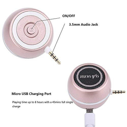 Mini Portable Speaker with 3.5mm Aux Input Jack, 3W Mobile Phone Line-in Speaker for iPhone iPad iPod Tablet Cell Phones, Gifting for Girls/Kids, Rose Gold