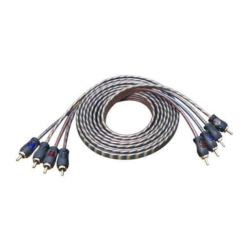 RECOIL RCI49 OFC 9ft 4-Channel RCA Audio Cable Twisted Pair Noise Reduction | 100% Oxygen Free Copper - size: 9ft