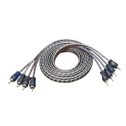 RECOIL RCI49 OFC 9ft 4-Channel RCA Audio Cable Twisted Pair Noise Reduction | 100% Oxygen Free Copper - size: 9ft