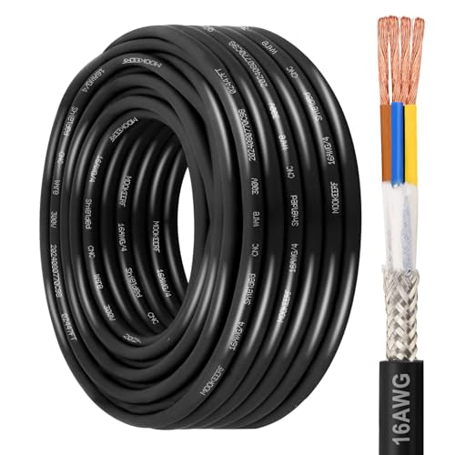 MOOKEERF 16/4 Shielded Wire 50FT,16AWG 4 Conductor Shielded Cable Stranded Pure Copper CNC Wire for CNC Router Machine,CNC VFD Spindle,3D Printer,Stepper Motor,Transformer,etc. - size: 50FT, style: 16AWG(4 Conductor)