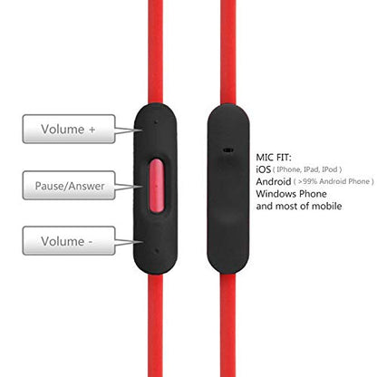 Replacement Solo4 Solo3 Audio Cable Cord Wire with in-line Microphone and Control Compatible with Beats Headphones Solo, Studio, Pro, Detox, Wireless, Mixr, Executive Headphones(Black Red) - color: Black Red