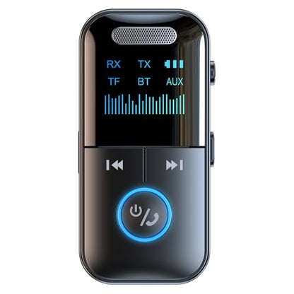 Docooler GT69 Wireless BT Audio Receiver + Transmitter 2-in-1 Audio Adapter Support TF Card Playback Support 3.5mm Audio HD Display Real-time Display of Usage Status 10m Transmission Black