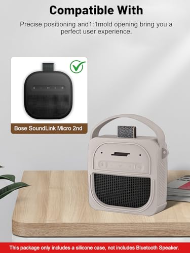 Silicone Protective Case for Bose SoundLink Micro (2nd Gen) Bluetooth Speaker, Full-Body Protective Cover with Precise Cutout, Shockproof Dustproof Protector Sleeve & Scratch-Resistant Sleeve[Grey] - color: Grey