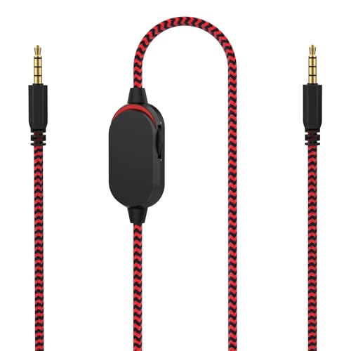 AW310H Detachable Gaming Headset Cable Compatible with Alienware AW720H AW510H 988 Alienware Dell Gaming Headset,Nylon Braided Wire with Inline Mute Switch and Volume Controller(Red,6.5ft) - color: Red