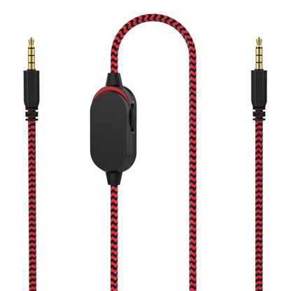 AW310H Detachable Gaming Headset Cable Compatible with Alienware AW720H AW510H 988 Alienware Dell Gaming Headset,Nylon Braided Wire with Inline Mute Switch and Volume Controller(Red,6.5ft) - color: Red