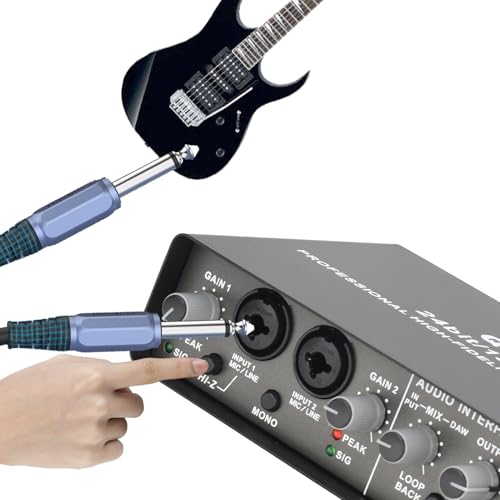 USB Sound Interface Recorder - 2-Channel XLR TRS High Impedance Input with Phantom Power, 192KHz/24Bit for Music Recording on Computer & Phone, 6.8 x 4.7 x 1.9 Inch