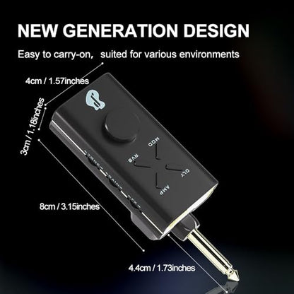 Guitar Headphone Amp, Mini Guitar Headphone Amplifier USB Rechargable Portable Pocket Guitar Amplifier with 24 Guitar Effects (Black) - color: Black