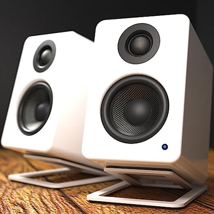Kanto YU2MW PC Gaming Desktop Speakers | 3" Composite Drivers | 3/4" Silk Dome Tweeter | Class D Amplifier | 100 Watts | Built-in USB DAC | Subwoofer Output | Pair | Matte White - color: Matte White